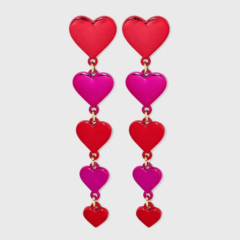 SUGARFIX by BaubleBar Heart Drop Linear Earrings - Red/Pink | Target