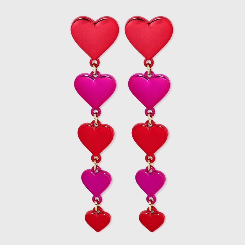 SUGARFIX by BaubleBar Heart Drop Linear Earrings - Red/Pink | Target