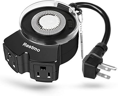 Restmo 24-Hour Mechanical Outdoor Timer, Waterproof Plug-in Timer with Dual Wide-Spaced Outlets, ... | Amazon (US)