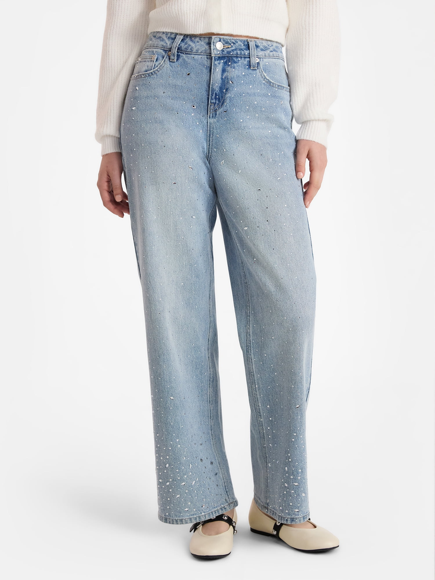 No Boundaries Embellished Jeans, 30'' Inseam, Women's | Walmart (US)