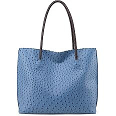 Milan Chiva Tote Bag for Women with Zipper Large Ostrich Vegan Leather Shoulder Purses and Handba... | Amazon (US)