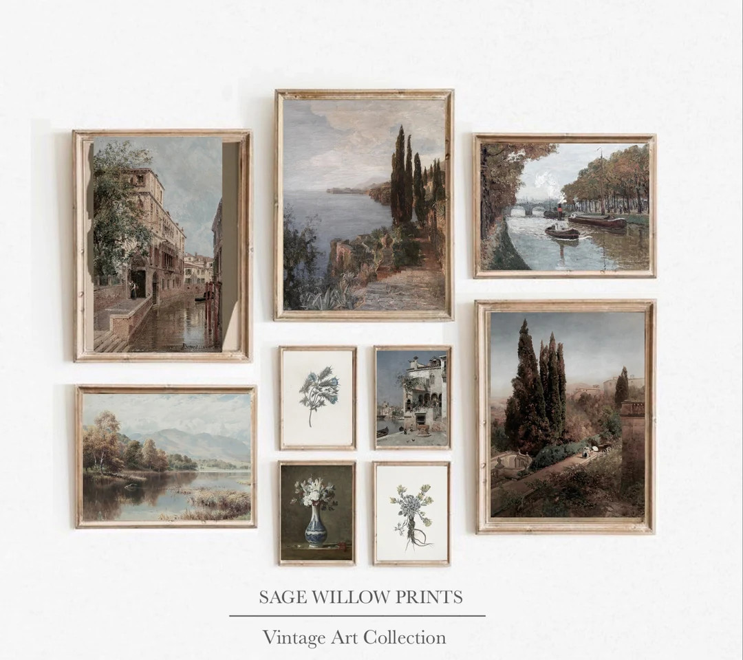Vintage European Gallery Wall Print SET of 9 | Vintage Dining Room Home Decor | Summer Prints | P... | Etsy (US)