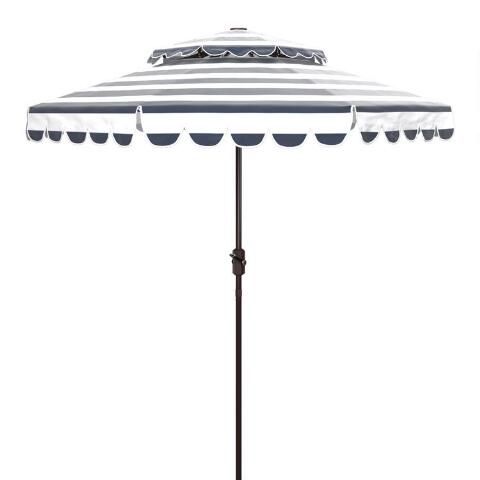 Striped Double Top Scalloped 9 Ft Tilting Patio Umbrella | World Market