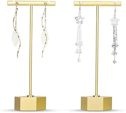 Amazon.com: 2 Pieces Gold Earring Display - Jewelry Earring T Stand - T Bar Earring Stands for Sh... | Amazon (US)