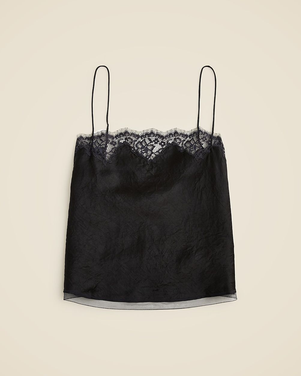 Lace-trim camisole top in textured satin | J. Crew US