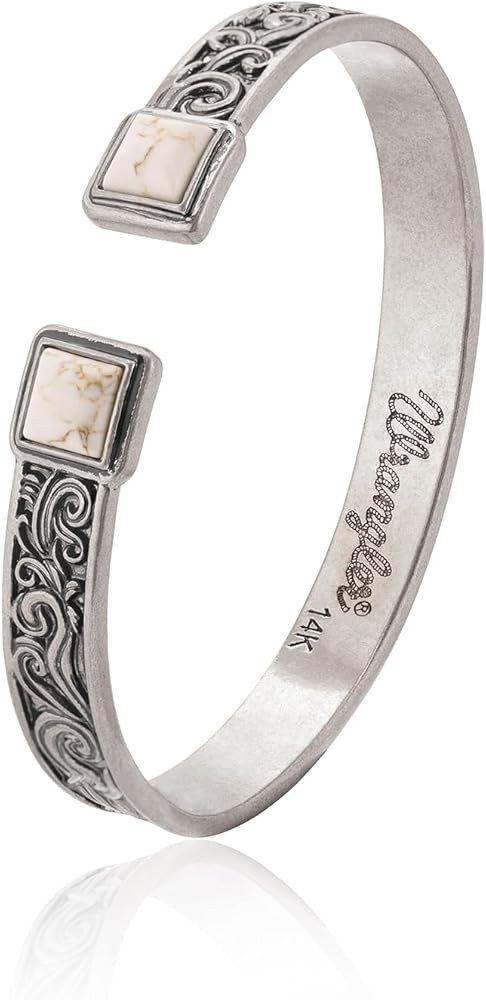 Montana West Wrangler Cuff Bracelet for Women Western Turquoise Adjustable Open Bangle Silver Pla... | Amazon (US)