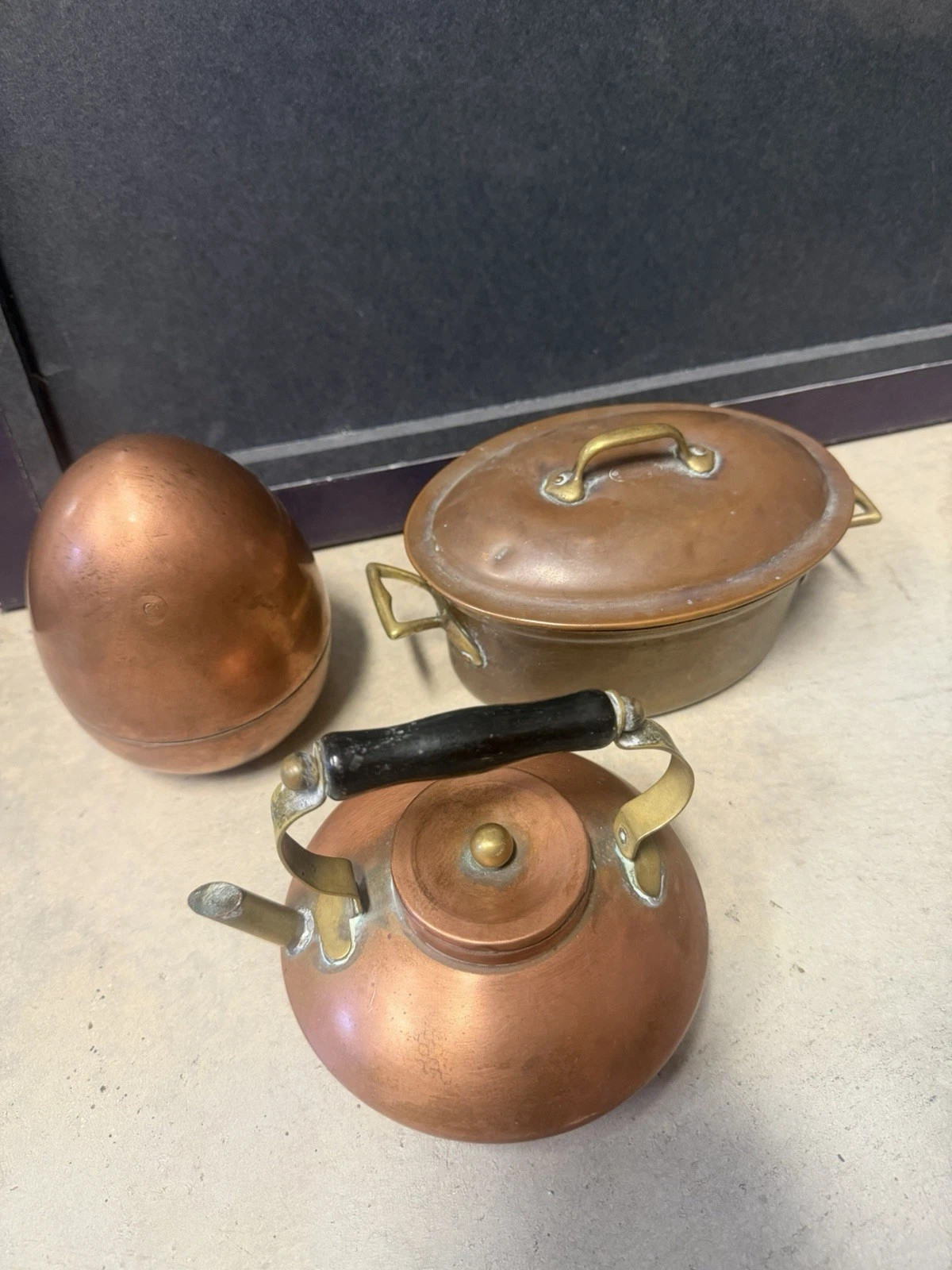 Vintage Copper Cookware Lot 3 Pieces Tea Kettle Oval Dutch Oven Egg Mold  | eBay | eBay US