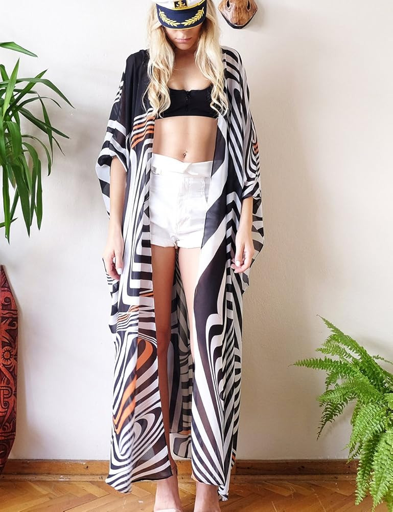 Bsubseach Womens Chiffon/Rayon Beach Blouses Kimono Cardigan Long Bikini Cover Up | Amazon (US)