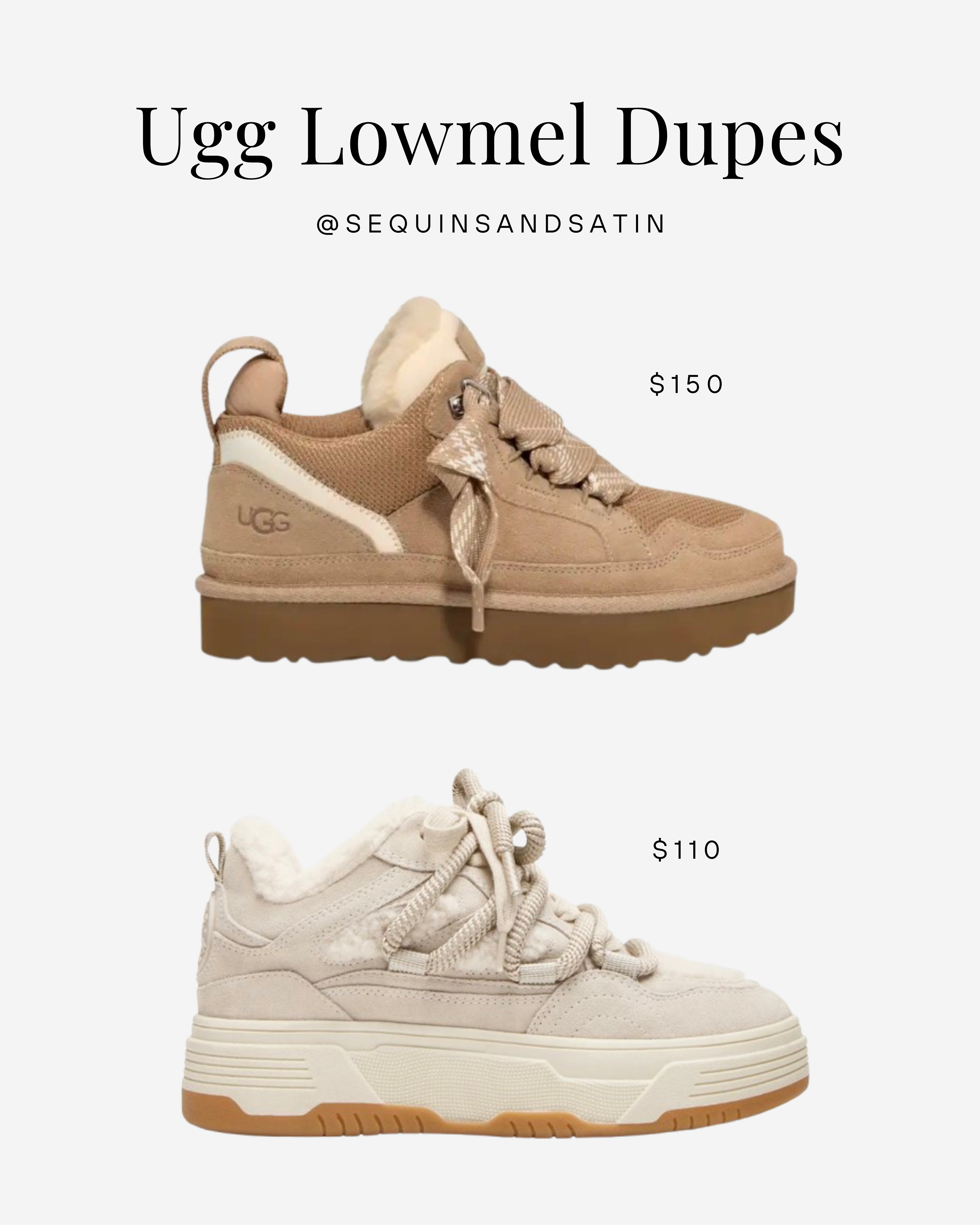 Ugg lowmel dupes! 

Ugg lowmel sneaker dupes / Ugg sneaker dupes / Ugg dupes / Ugg lowmel dupes

*not knockoffs, just a similar vibe for less $$ 

 #LTKSeasonal #LTKShoeCrush