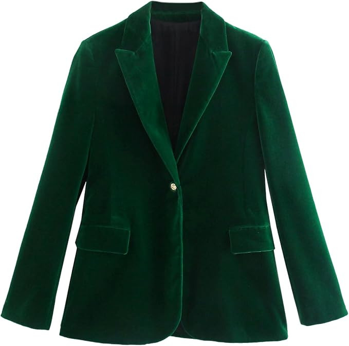 R.Vivimos Velvet Blazers for Women 2026 Fall Winter Casual Long Sleeve Front Button Warm Jackets ... | Amazon (US)