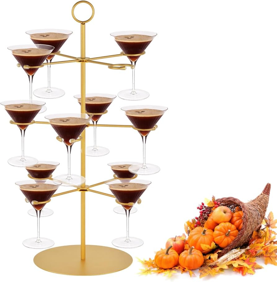 QPIX DIGITAL Champagne Tower,Metal Cocktail Tree Stand 3 Tier - 12 Holders For Champagne, Cocktai... | Amazon (US)