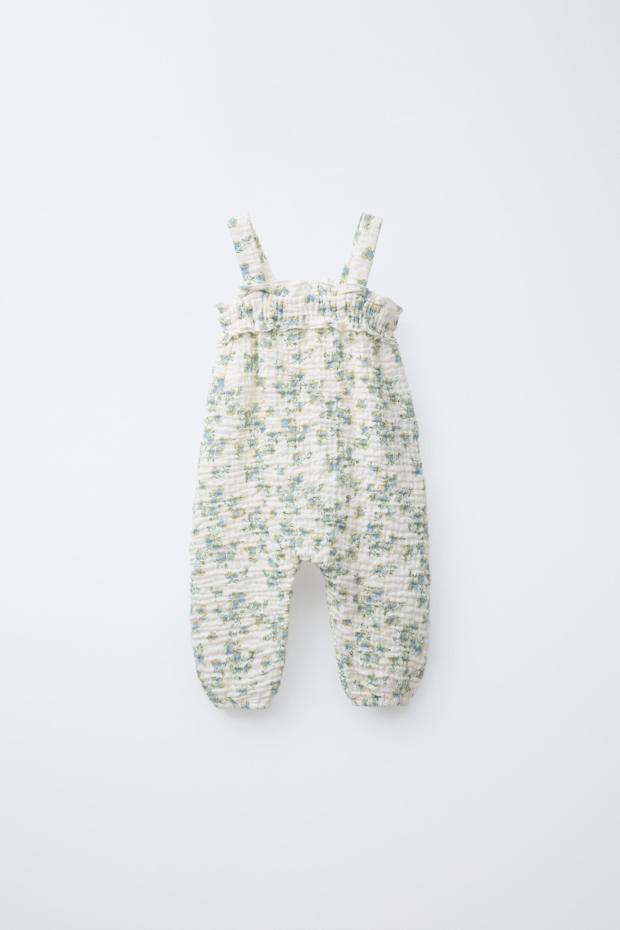 LONG TEXTURED FLORAL OVERALLS | Zara US