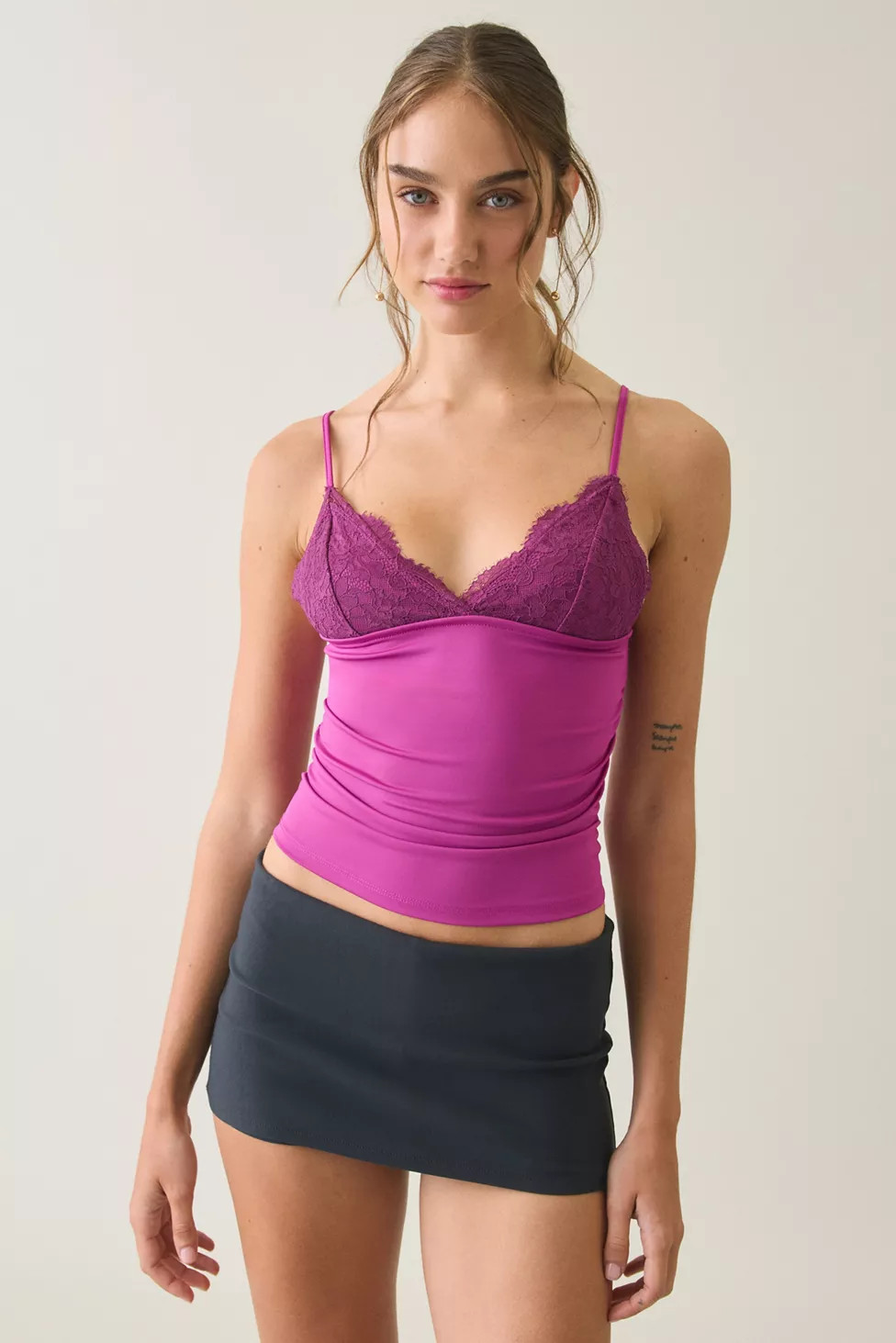 UO Date Night Lace Trim Cropped Cami | Urban Outfitters (US and RoW)