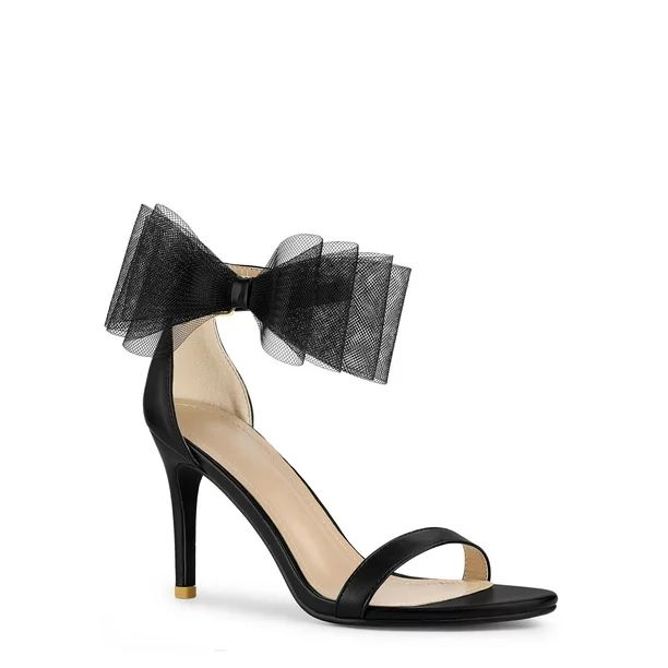 Unique Bargains Women's Ankle Strap Bow Tie Stiletto High Heels Fashion Sandals - Walmart.com | Walmart (US)