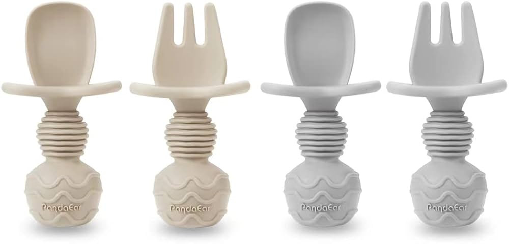PandaEar (4 Pack) Silicone Baby Led Weaning Spoon Fork| First Training Self Feeding Utensils Set|... | Amazon (US)