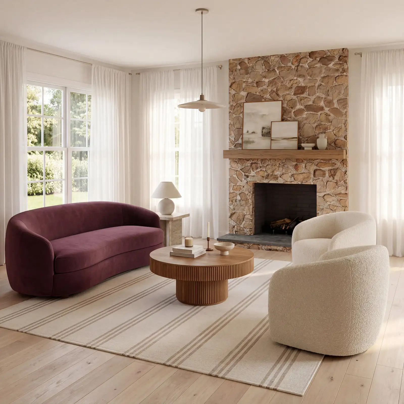 Hawthorn Striped Wool Rug | Ivory | Rugs USA