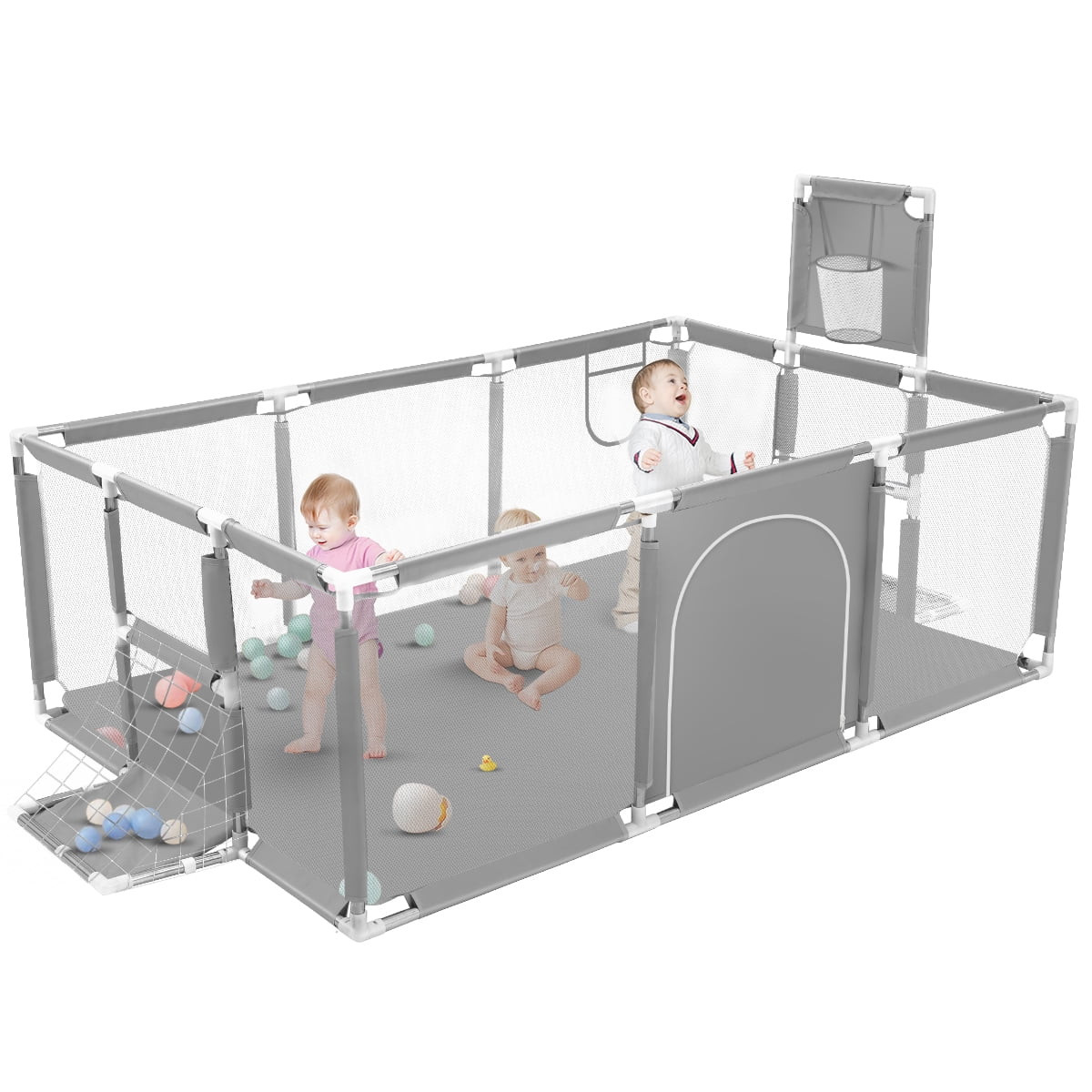 Baby Playpen,71 Inch Extra Large Baby Playard With Basketball Hoop and Breathable Mesh,Children K... | Walmart (US)