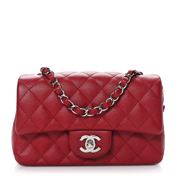 Caviar Quilted Mini Rectangular Flap Red | FASHIONPHILE (US)