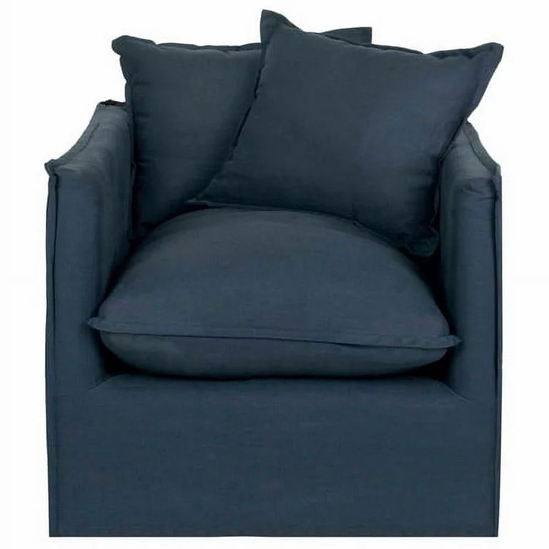 SAFAVIEH Joey Solid Glam Upholstered Arm Chair, Dark Blue | Walmart (US)