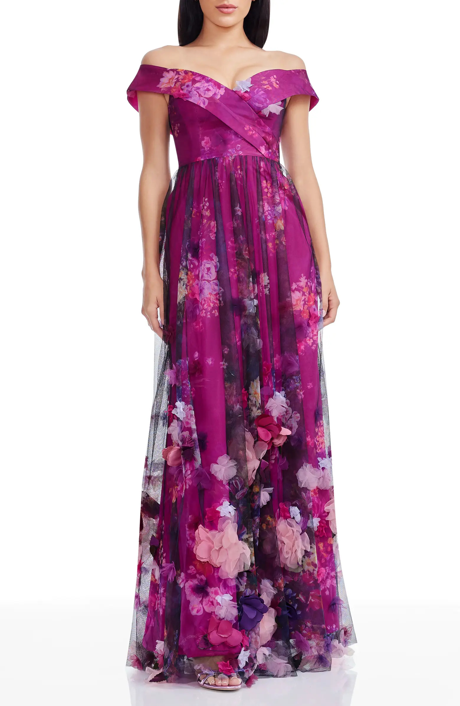 Aurea Floral Print Off the Shoulder Gown | Nordstrom