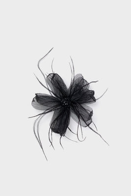 Black Embellished Feather Floral Pin | Tuckernuck (US)