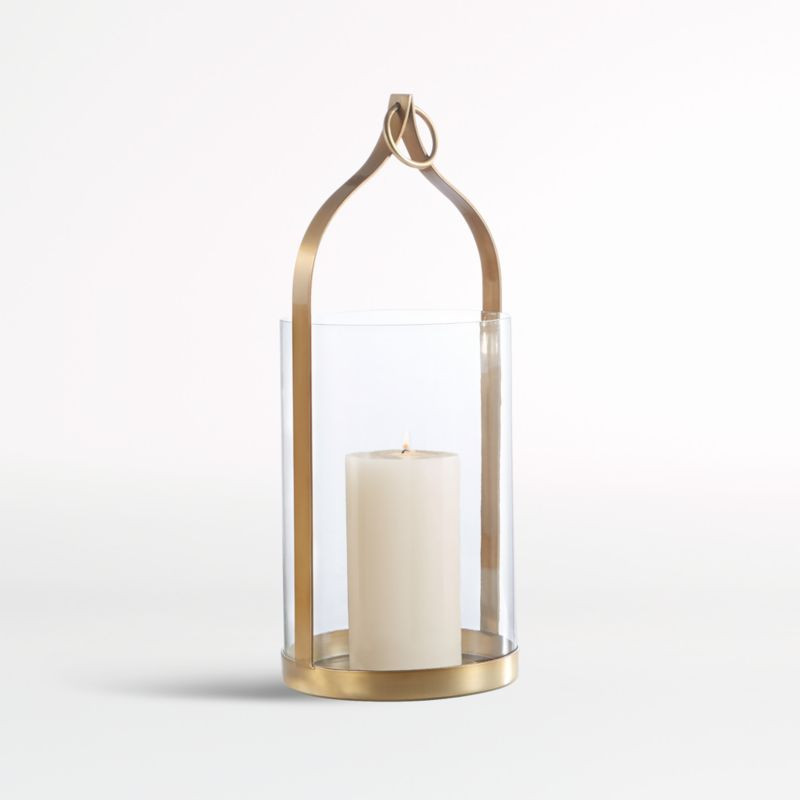 Priya Brass Candle Lantern 20" + Reviews | Crate & Barrel | Crate & Barrel