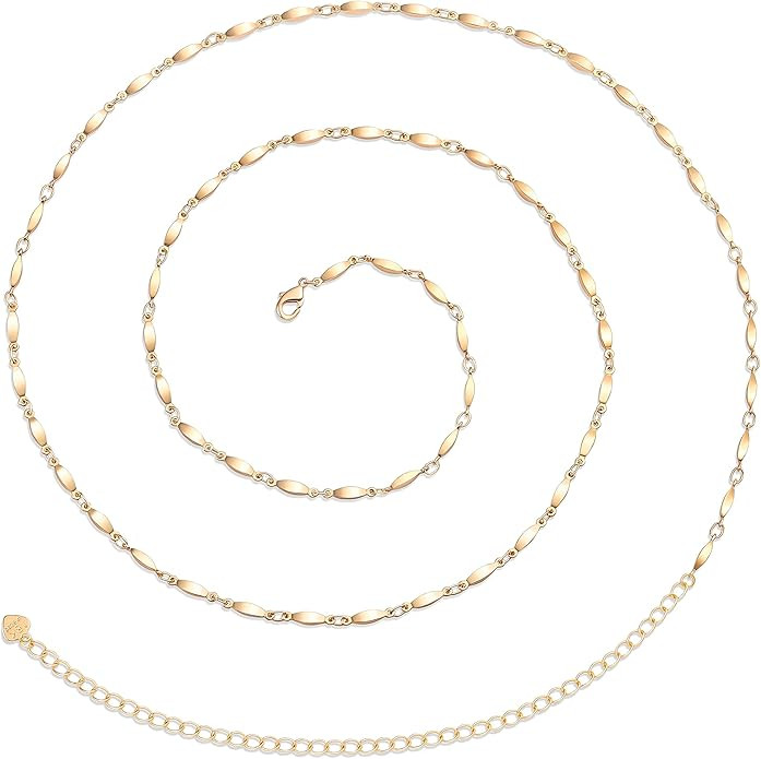 PEARLADA Minimalist Beach Bikini Body Chain 18K Gold Pearl Belly Chain Adjustable Shell Charms Tr... | Amazon (US)