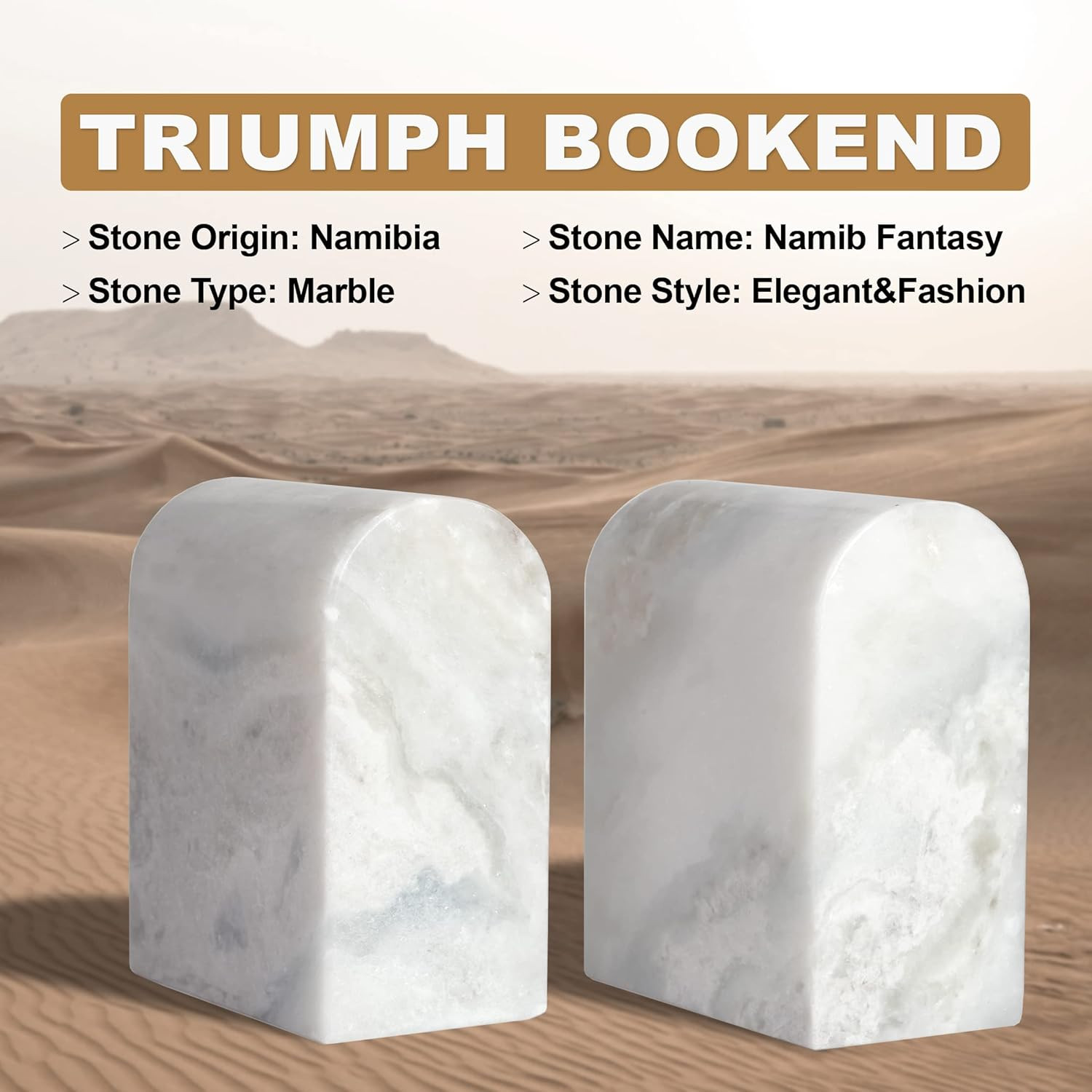 Koville Luxury African Marble Bookends for Shelves, Non-Skid Book Ends, 13LBS Ultra Heavy Duty Ma... | Amazon (US)