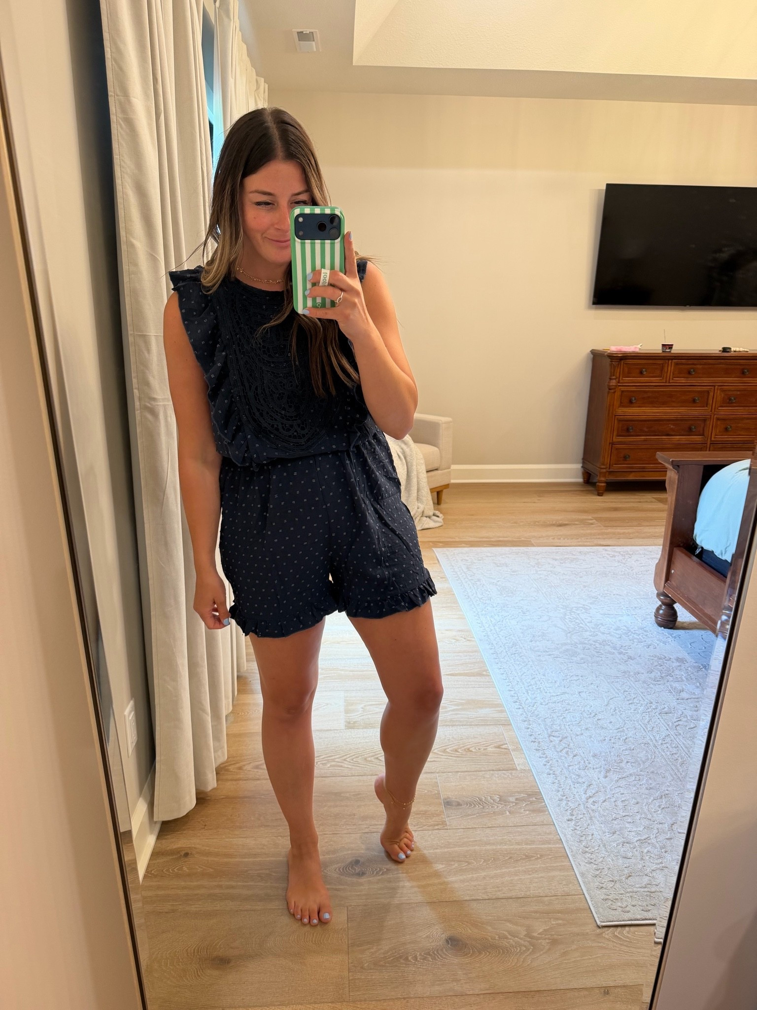 Super cute and flattering romper // I sized up to a large