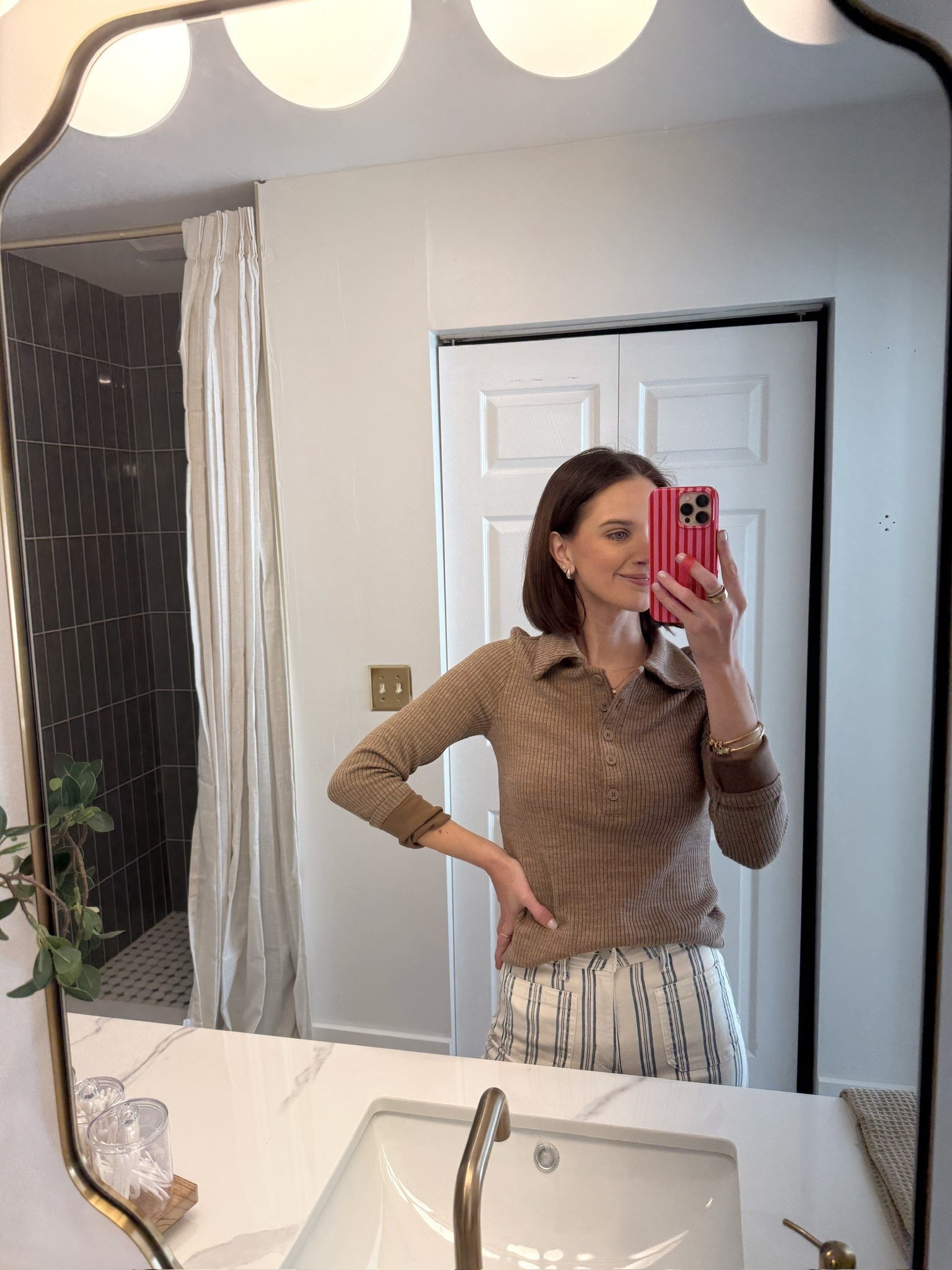 A perfect top to get fall started!

wearing a size small

work tops, work wear, corporate outfit, button down top, button down sweater, work blouse, button up, casual tops, hallie ragan

#LTKgrwm #LTKootd #LTKSeasonal