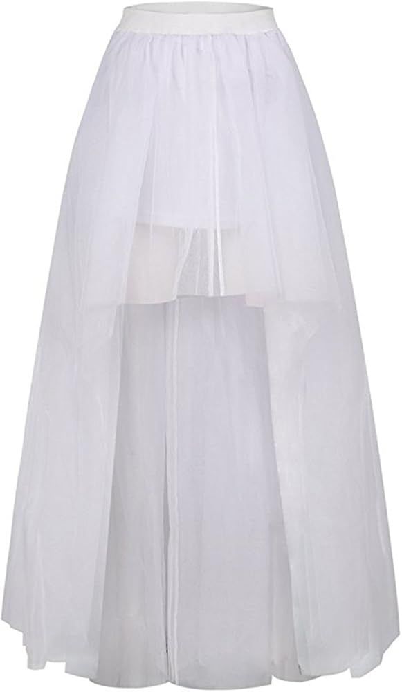 MisShow Women's Hi-Lo Long Tutu Tulle Bustle Skirt Elastic Waist Festival Party Skirt | Amazon (US)