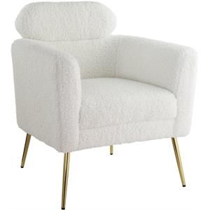 ACME Connock Accent Chair in White Faux Sherpa | Cymax