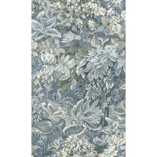Blue Floral Foliage Printed Non-Woven Paper Non Pasted Textured Wallpaper 57 Sq. Ft. | The Home Depot