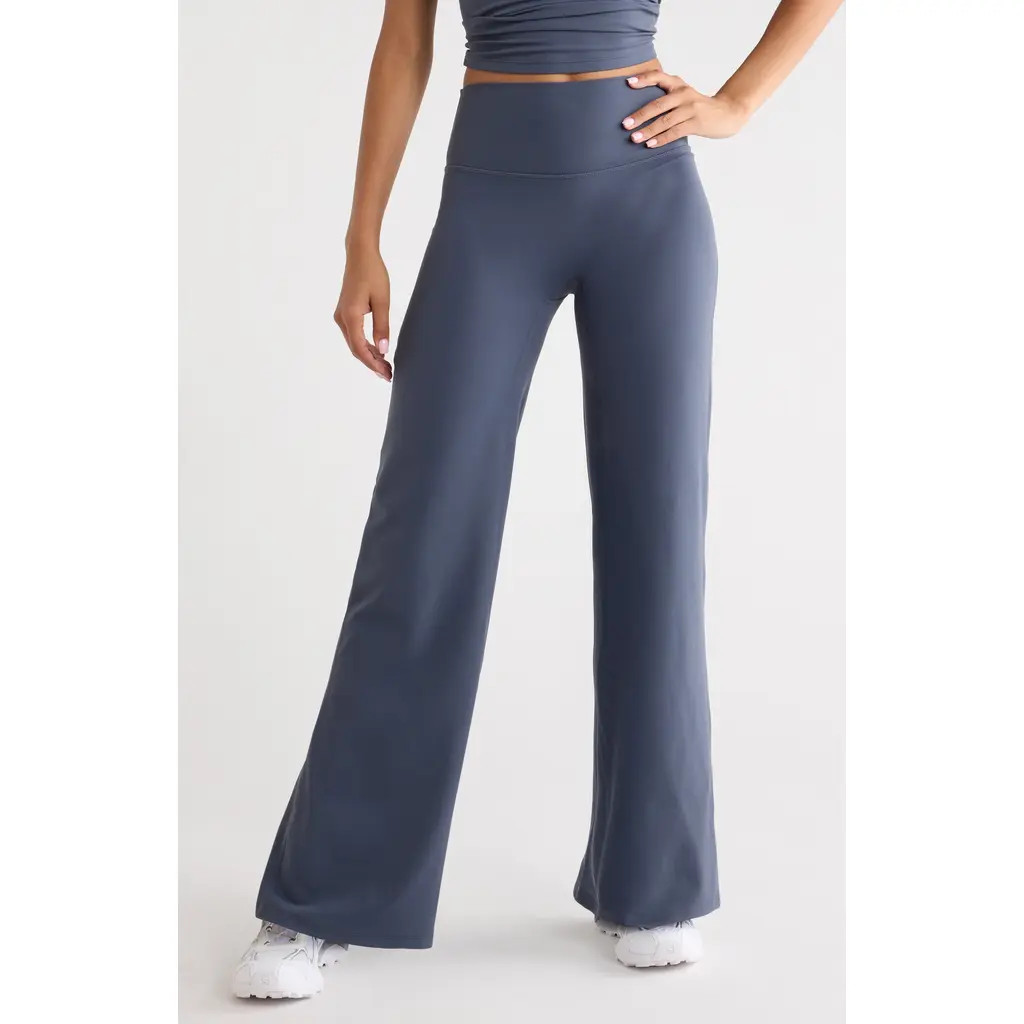 Zella Zen High Waist Wide Leg Pants in Navy Armada at Nordstrom, Size Large | Nordstrom