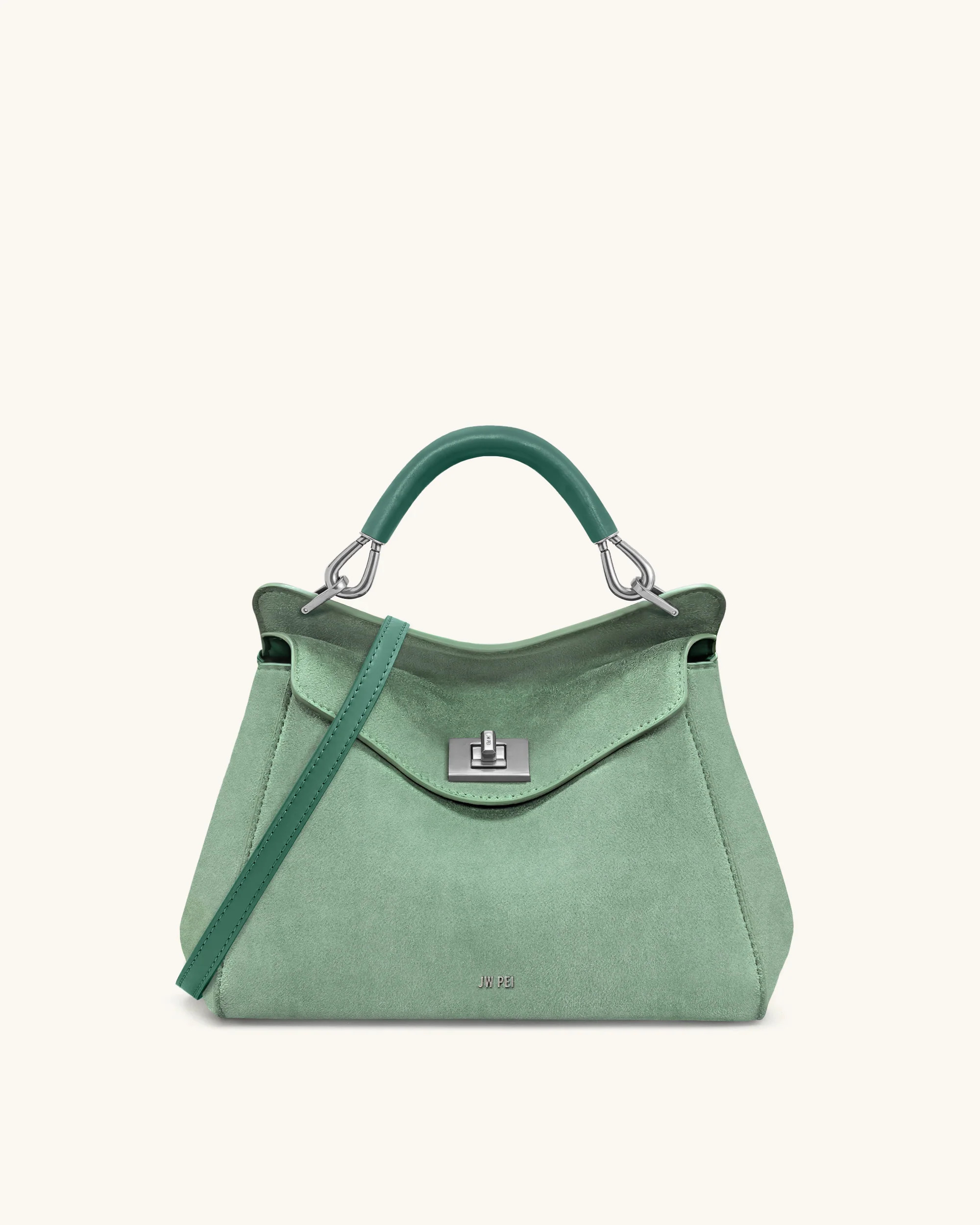 Lucia Classic Faux Suede Top Handle Bag - Matcha Green | JW PEI US