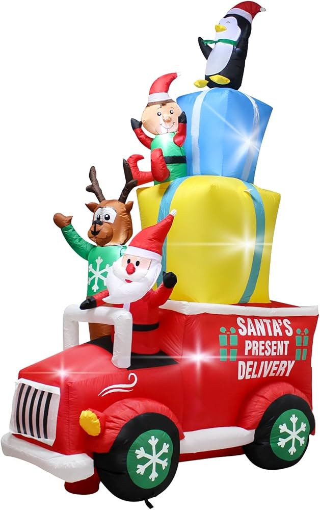 9FT Christmas Inflatable Car Outdoor Decoration with LED Lights,Blow up Truck Penguin Santa Deer ... | Amazon (US)