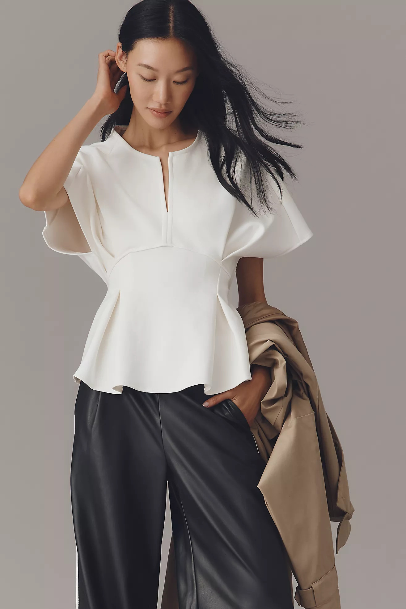 By Anthropologie Pleated Peplum Short-Sleeve Top | Anthropologie (US)