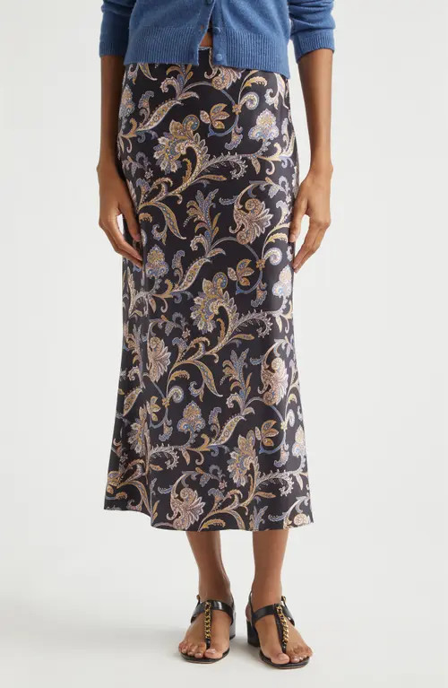 Veronica Beard Clover Bias Cut Silk Blend Skirt in Black Multi at Nordstrom, Size 16 | Nordstrom