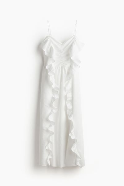 Linen-blend frill-trimmed dress | H&M (UK, MY, IN, SG, PH, TW, HK)