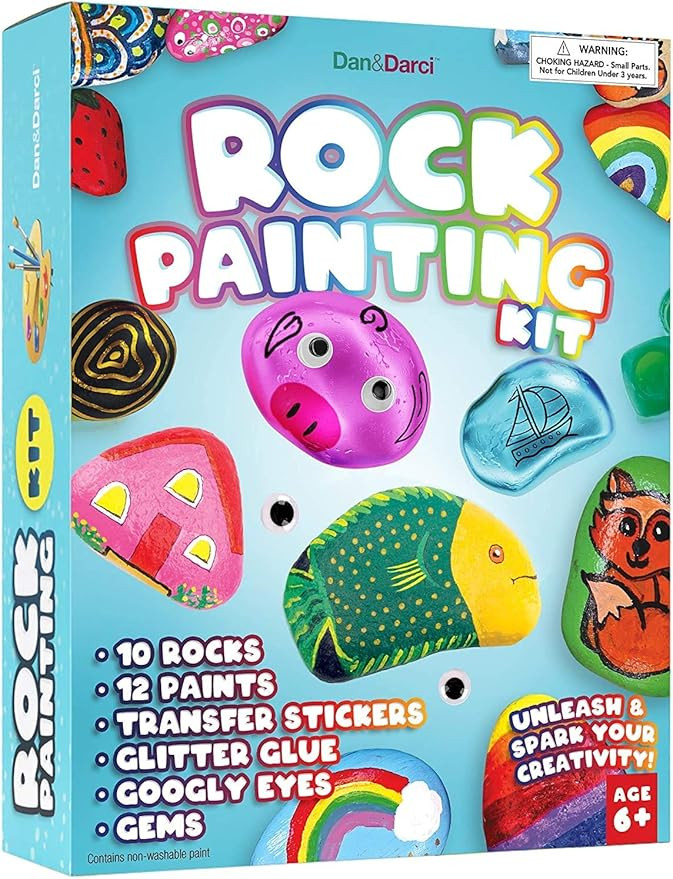 Dan&Darci Rock Painting Kit for Kids - Arts and Crafts for Girls & Boys Ages 6-12 - Craft Kits Ar... | Amazon (US)