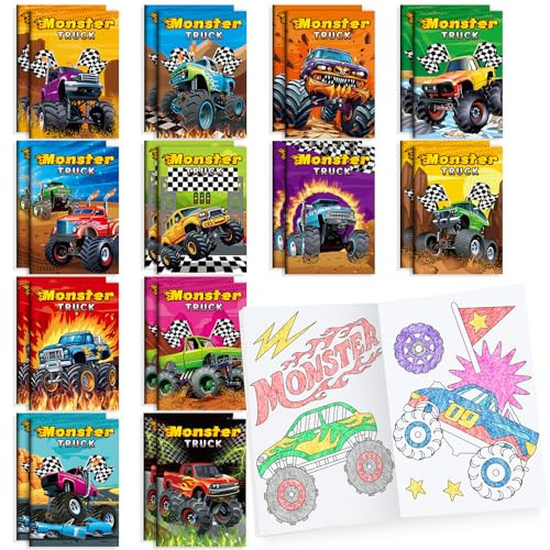 BenLouis 24 Pcs Monster Truck Mini Coloring Books Kids Monster Car Party Favors Small Activity Books Bulk for Kids Monster Truck Birthday Goodie Bags Stuffers Return Gifts Classroom Travel | Amazon (US)