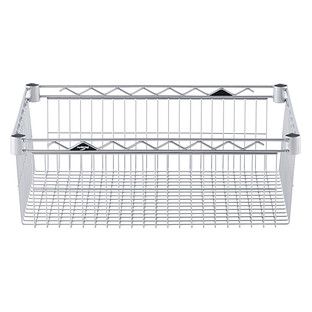 18" x 48" x 8" h InterMetro Basket Shelf White | The Container Store