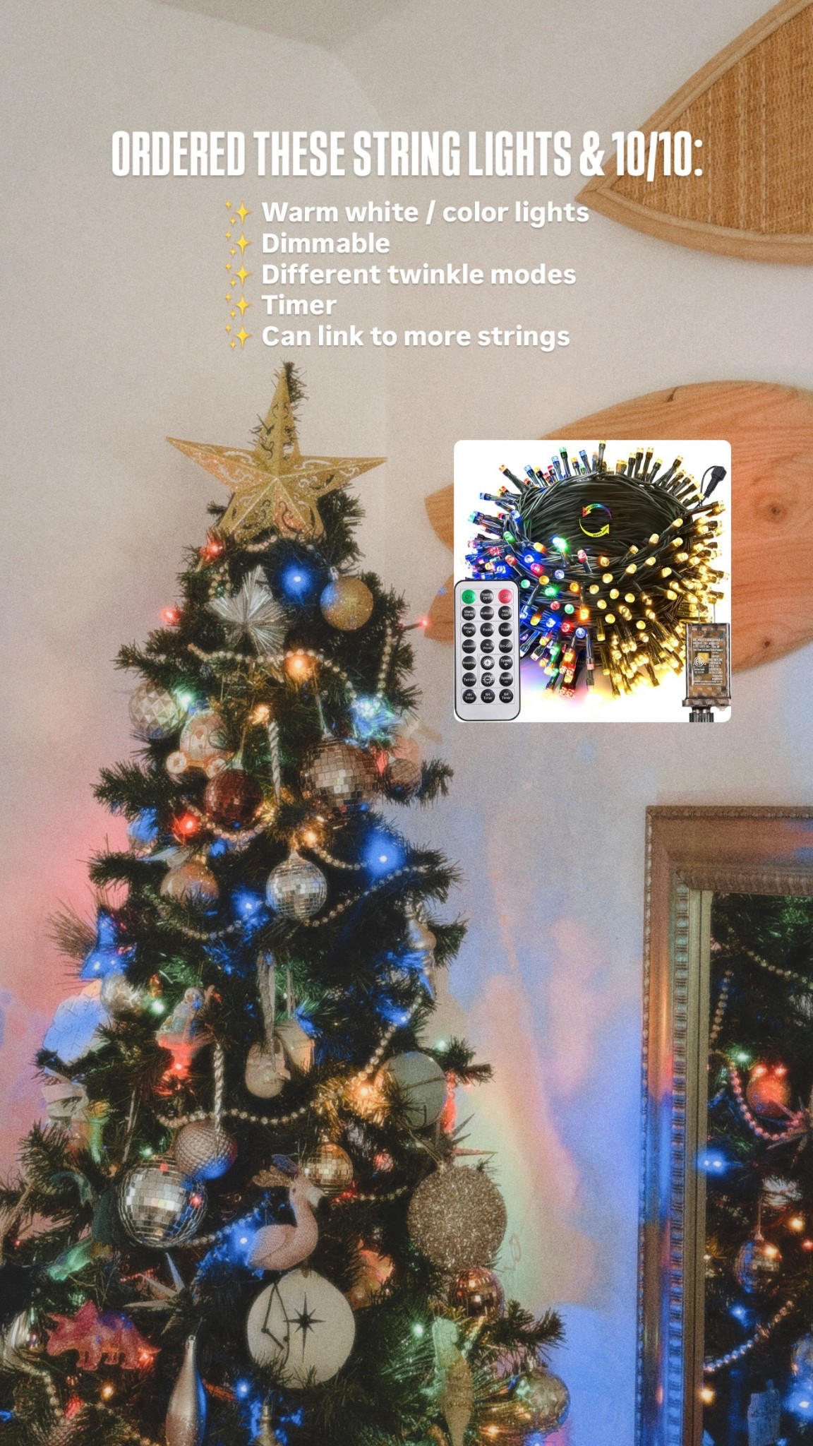 Christmas lights with remote timer & dimmable! My fave part is they’re completely CONNECTABLE with warm white & multicolored. 

#LTKHoliday #LTKFindsUnder50 #LTKSeasonal