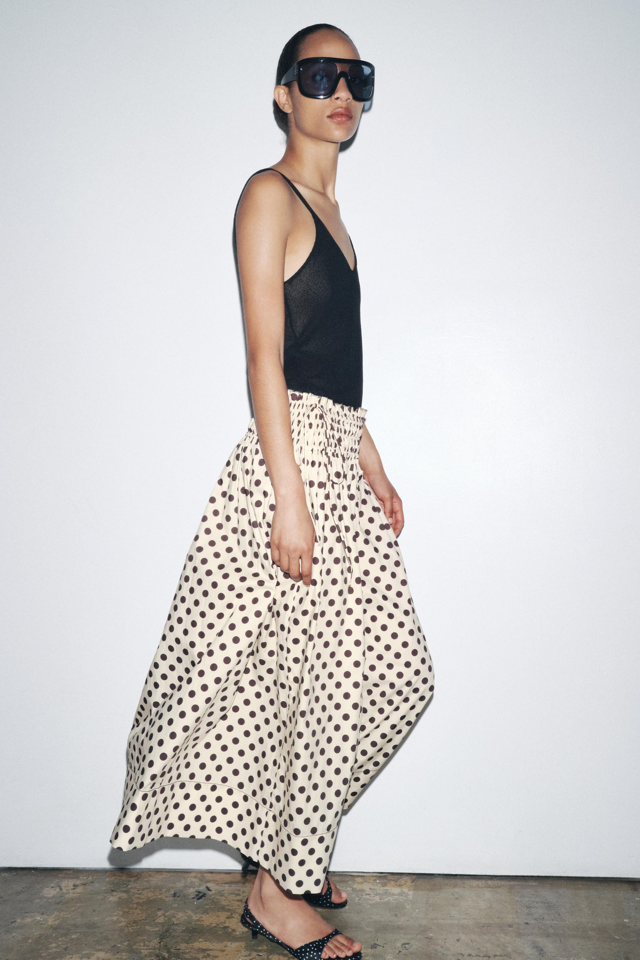 ZW COLLECTION POLKA DOT MIDI SKIRT | Zara UK