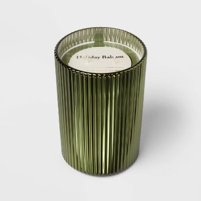 Clear Color Spray with Gold Rim Holiday Balsam Candle Green - Threshold™ | Target