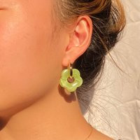 Waterproof Green Flower Hoop Earrings, .925 Sterling Silver 18K Gold & Earring, Non-Tarnish Dainty M | Etsy (US)