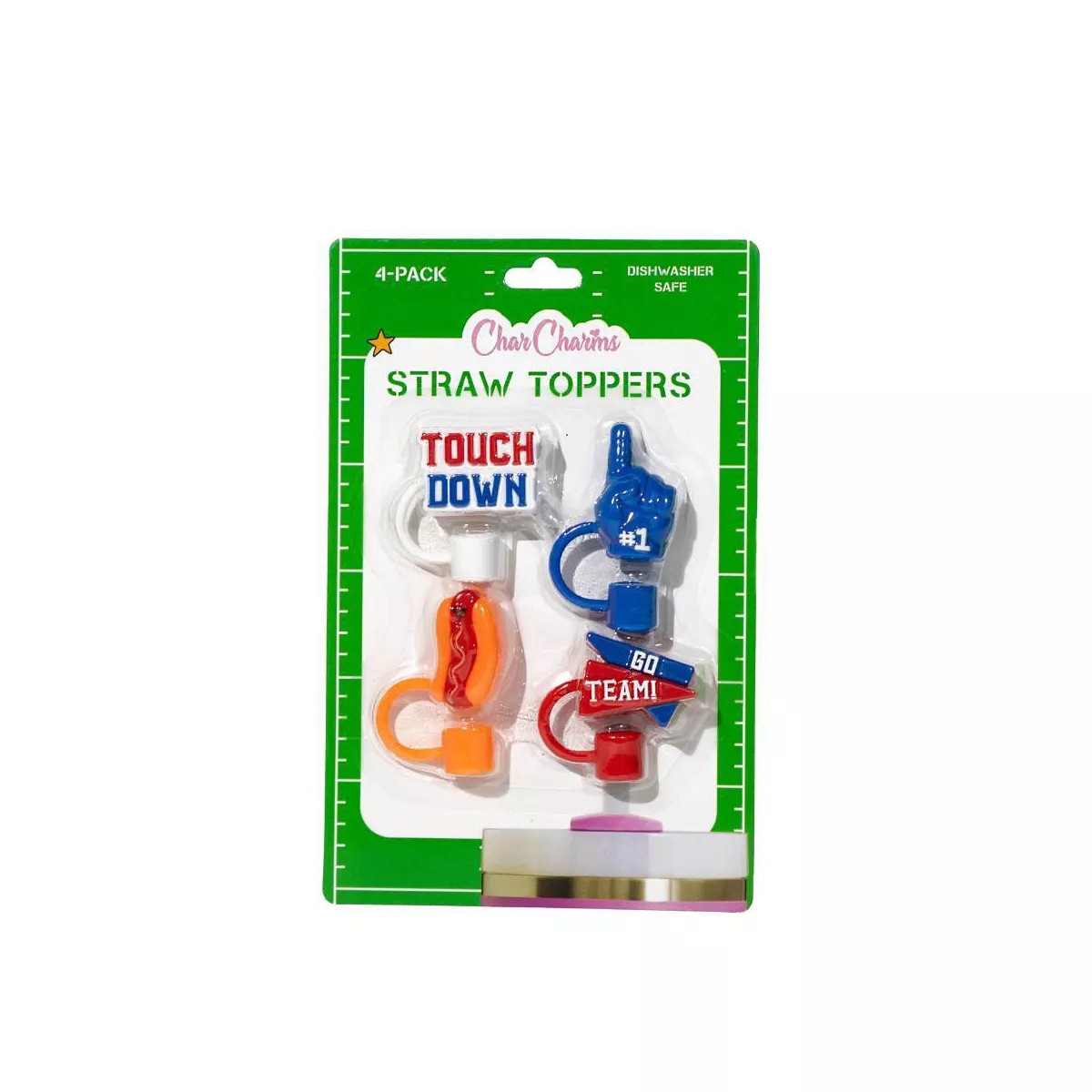 CharCharms 4pk Tailgate Football Straw Toppers | Target