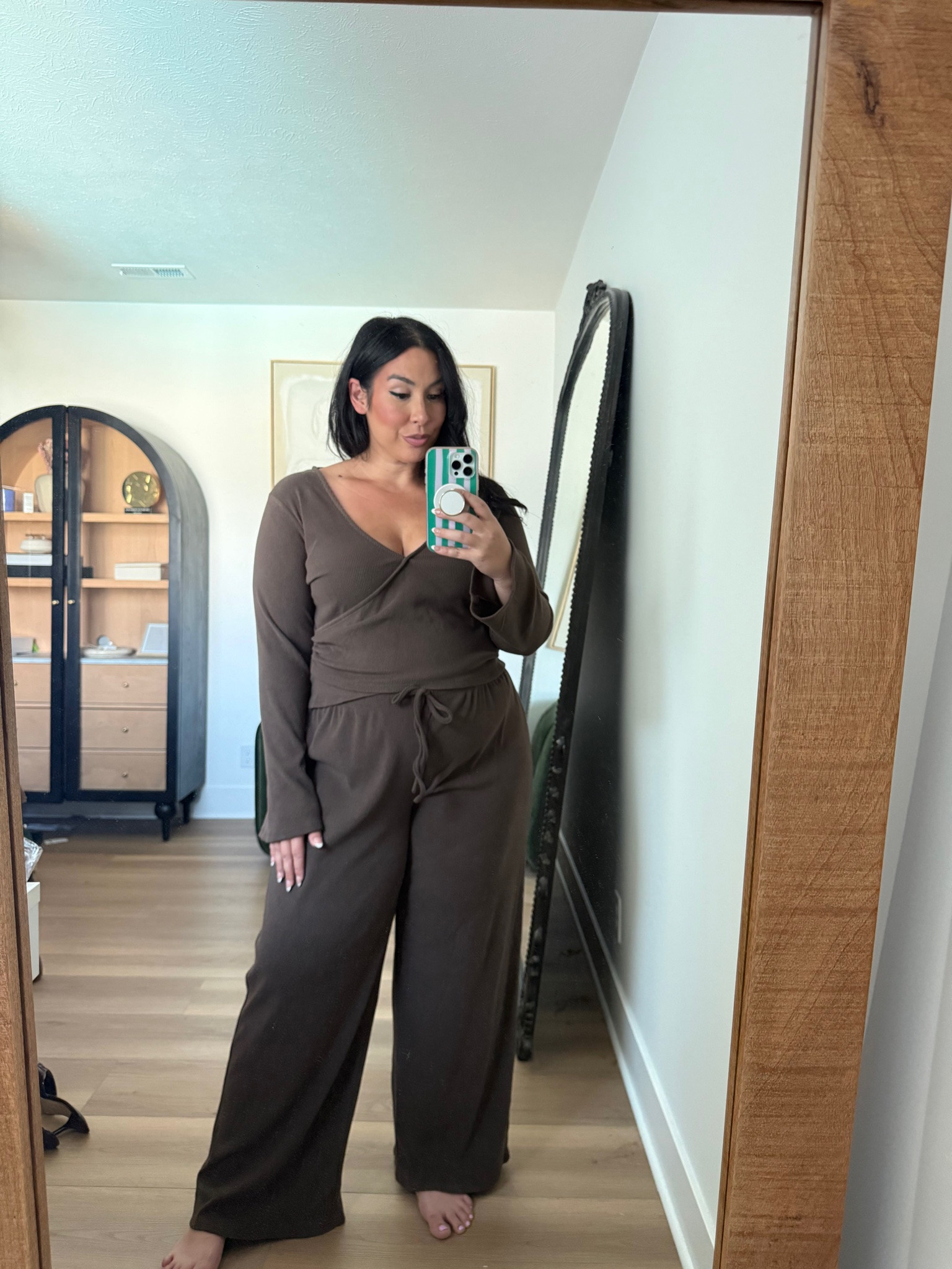 The cutest matching brown set for fall!  Wearing a XXL! midsize, fall fashion, fall style, walmart skirt, plaid skirt, trending fall, affordable fashion, walmart fashion 

 #LTKSeasonal #LTKMidsize