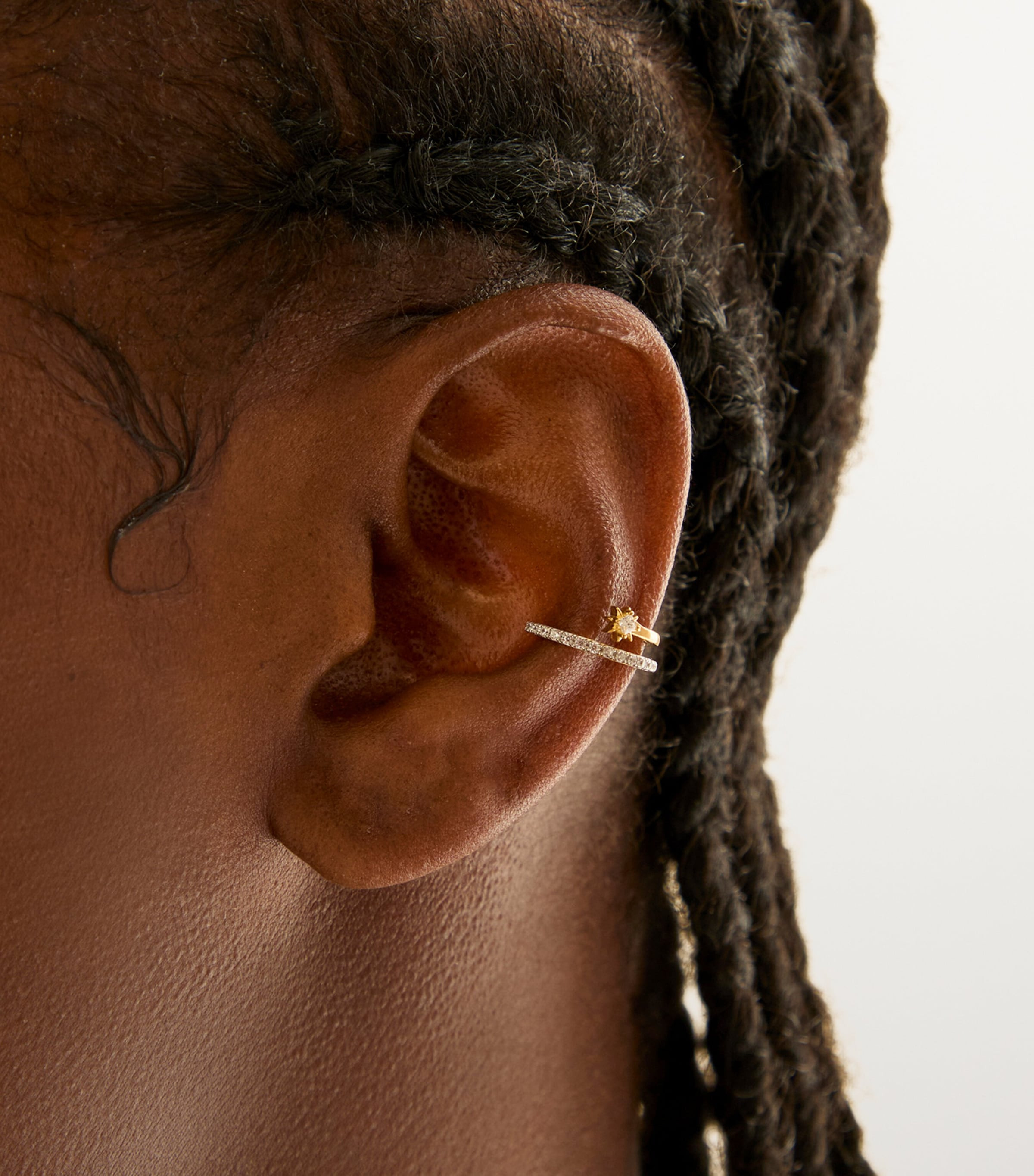 Astrid & Miyu Gold-Plated Cosmic Crystal Illusion Ear Cuff | Harrods