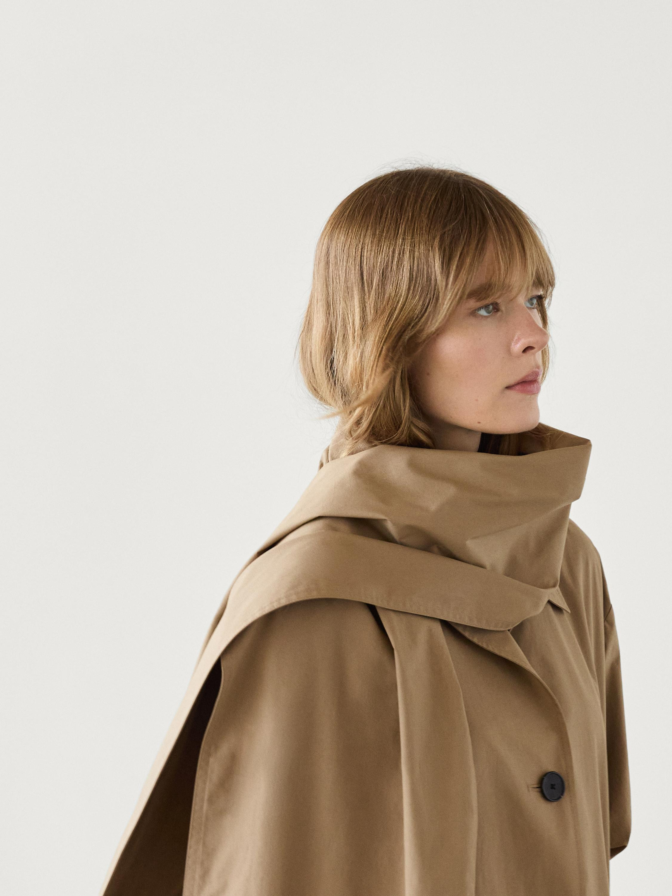 Cotton trench coat with scarf | Massimo Dutti US